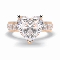 Cherish 6.63 Carat Heart VS1 Lab-Grown Solitaire With Accents Engagement Ring in 18K Rose Gold