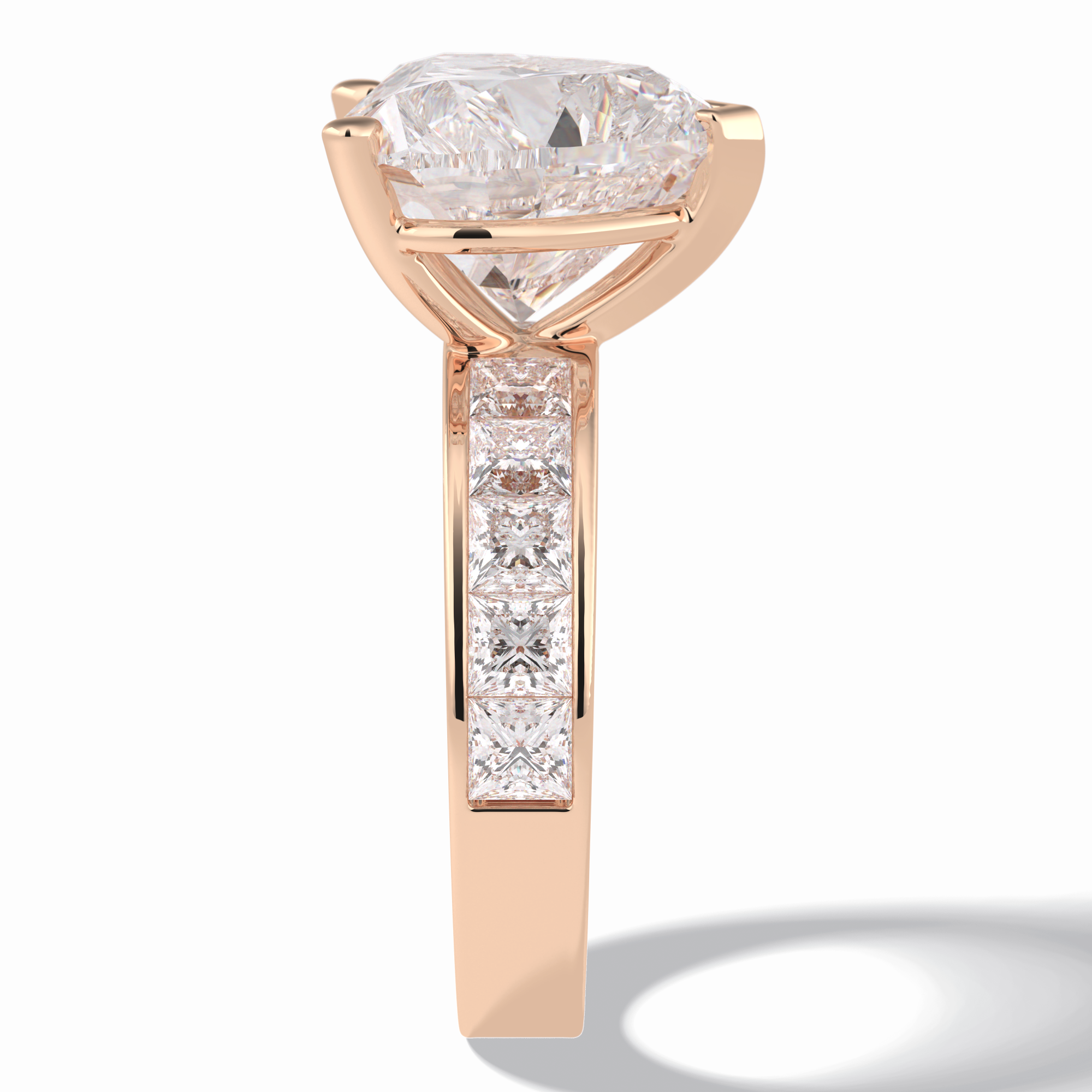 Cherish 6.63 Carat Heart VS1 Lab-Grown Solitaire With Accents Engagement Ring in 18K Rose Gold