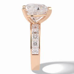 Cherish 6.63 Carat Heart VS1 Lab-Grown Solitaire With Accents Engagement Ring in 18K Rose Gold