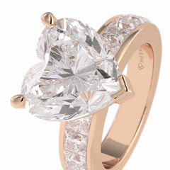 Cherish 6.63 Carat Heart VS1 Lab-Grown Solitaire With Accents Engagement Ring in 18K Rose Gold