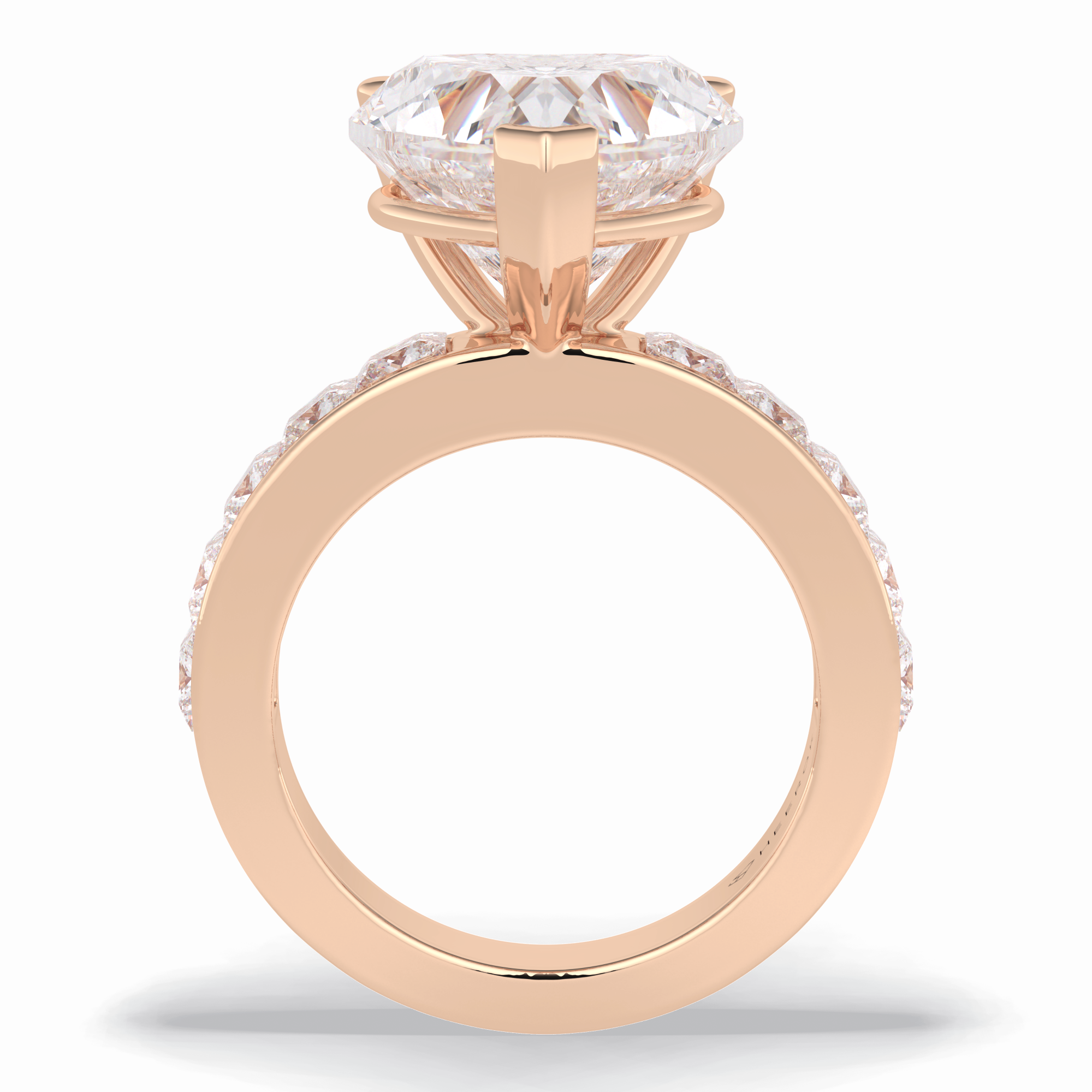 Cherish 6.63 Carat Heart VS1 Lab-Grown Solitaire With Accents Engagement Ring in 18K Rose Gold