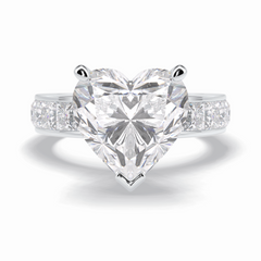 Cherish 6.63 Carat Heart VS1 Lab-Grown Solitaire With Accents Engagement Ring in 18K White Gold