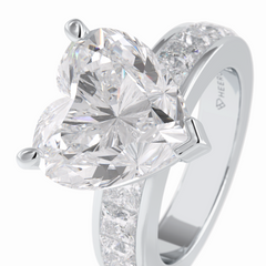 Cherish 6.63 Carat Heart VS1 Lab-Grown Solitaire With Accents Engagement Ring in 18K Gold