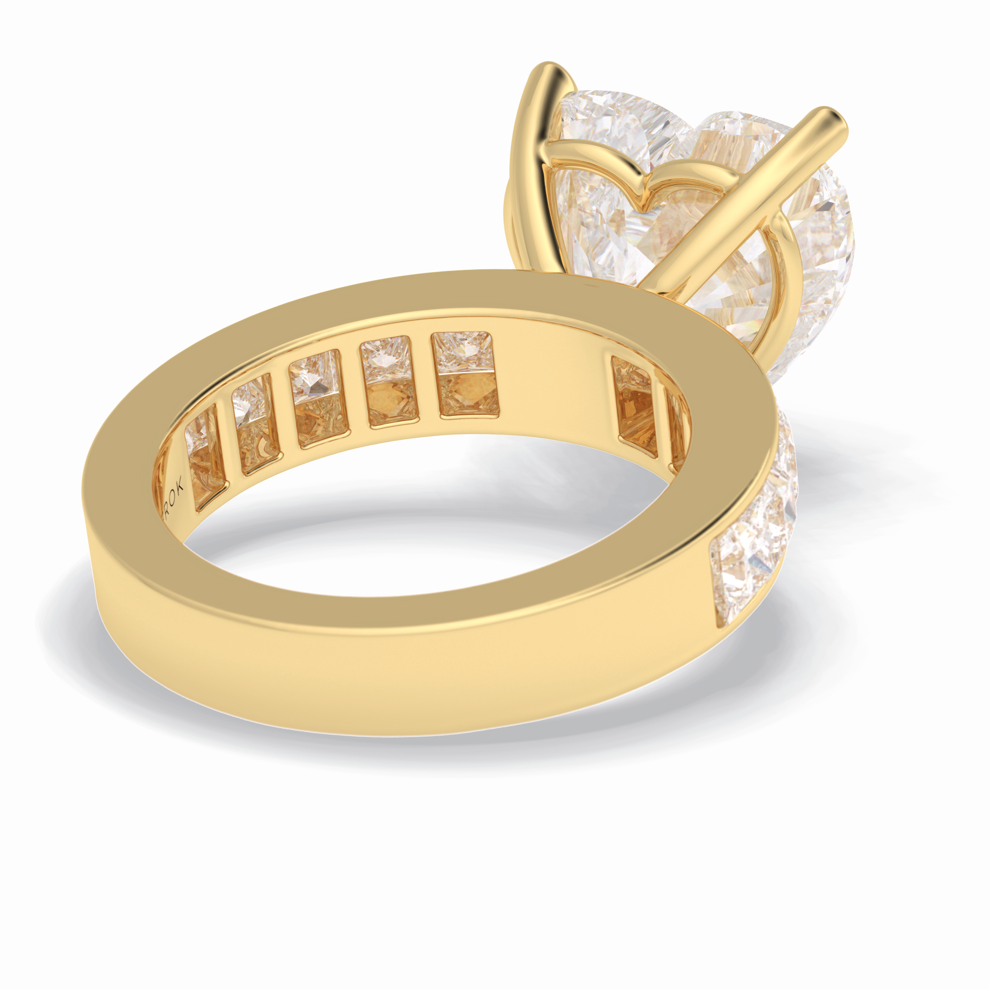 Cherish 6.63 Carat Heart VS1 Lab-Grown Solitaire With Accents Engagement Ring in 18K Yellow Gold