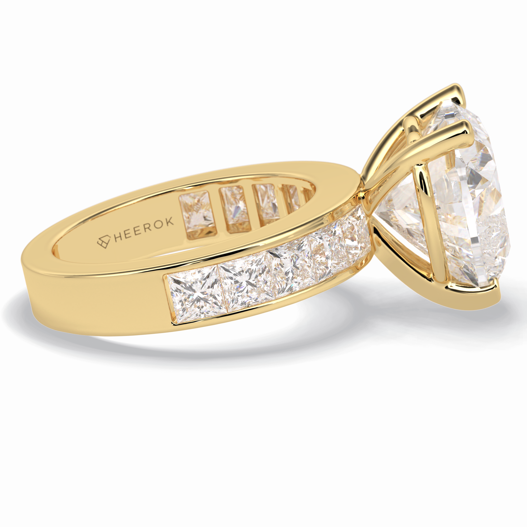 Cherish 6.63 Carat Heart VS1 Lab-Grown Solitaire With Accents Engagement Ring in 18K Yellow Gold