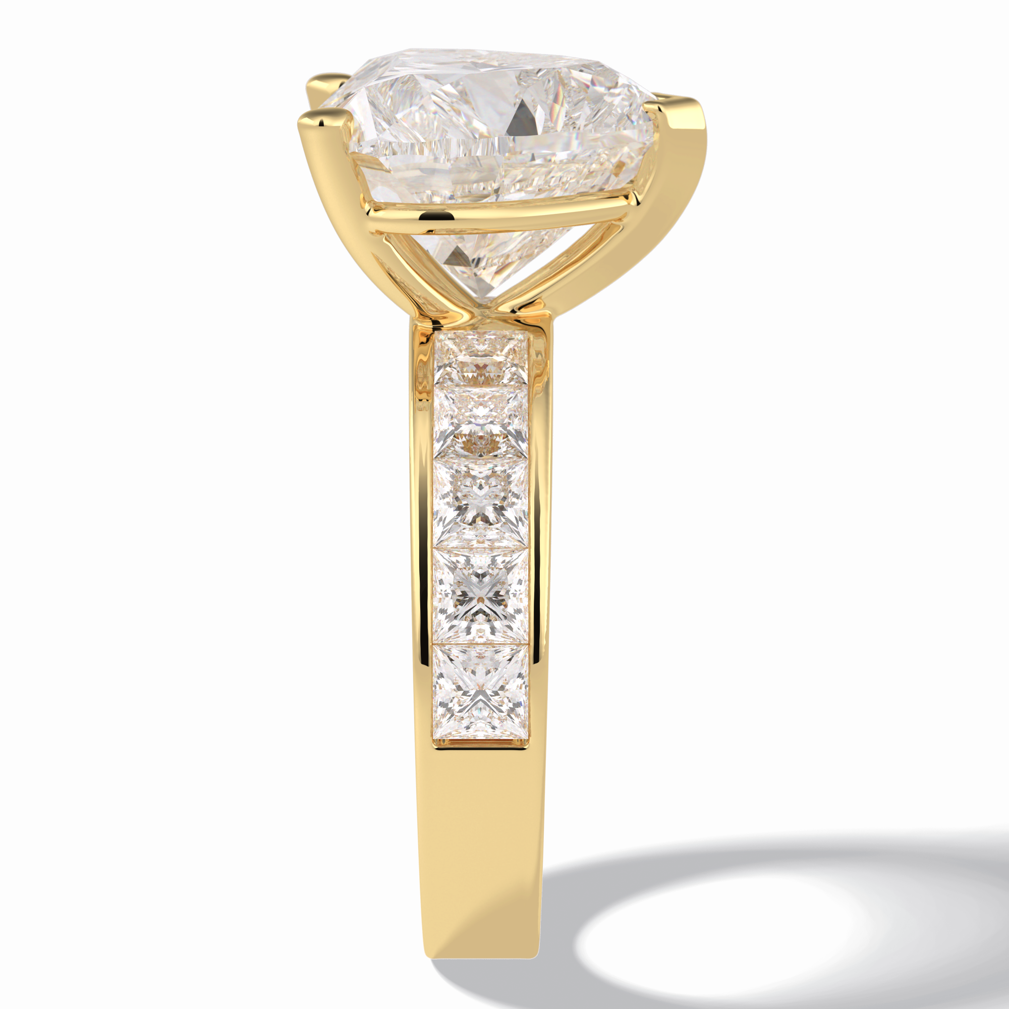 Cherish 6.63 Carat Heart VS1 Lab-Grown Solitaire With Accents Engagement Ring in 18K Yellow Gold