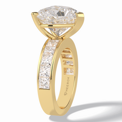 Cherish 6.63 Carat Heart VS1 Lab-Grown Solitaire With Accents Engagement Ring in 18K Yellow Gold