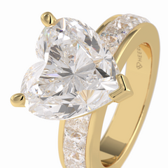 Cherish 6.63 Carat Heart VS1 Lab-Grown Solitaire With Accents Engagement Ring in 18K Yellow Gold