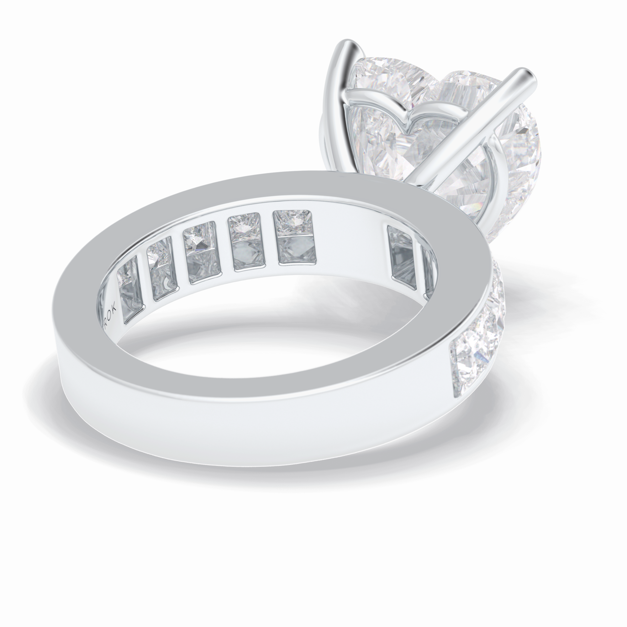 Cherish 6.63 Carat Heart VS1 Moissanite Solitaire with Accents Engagement Ring in 18K White Gold