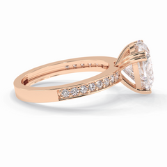 Cherished 3.03 Carat Heart VS1 Lab-Grown Pave Engagement Ring in 18K Rose Gold