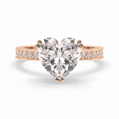 Cherished 3.03 Carat Heart VS1 Lab-Grown Pave Engagement Ring in 18K Rose Gold