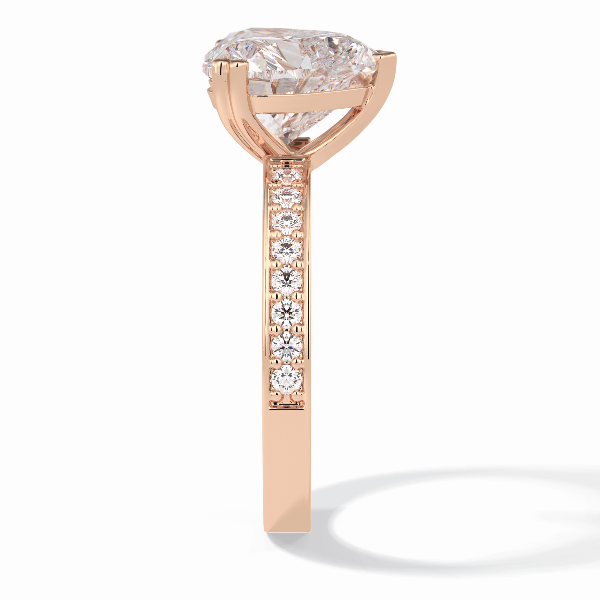 Cherished 3.03 Carat Heart VS1 Lab-Grown Pave Engagement Ring in 18K Rose Gold