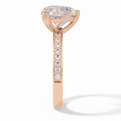 Cherished 3.03 Carat Heart VS1 Lab-Grown Pave Engagement Ring in 18K Rose Gold