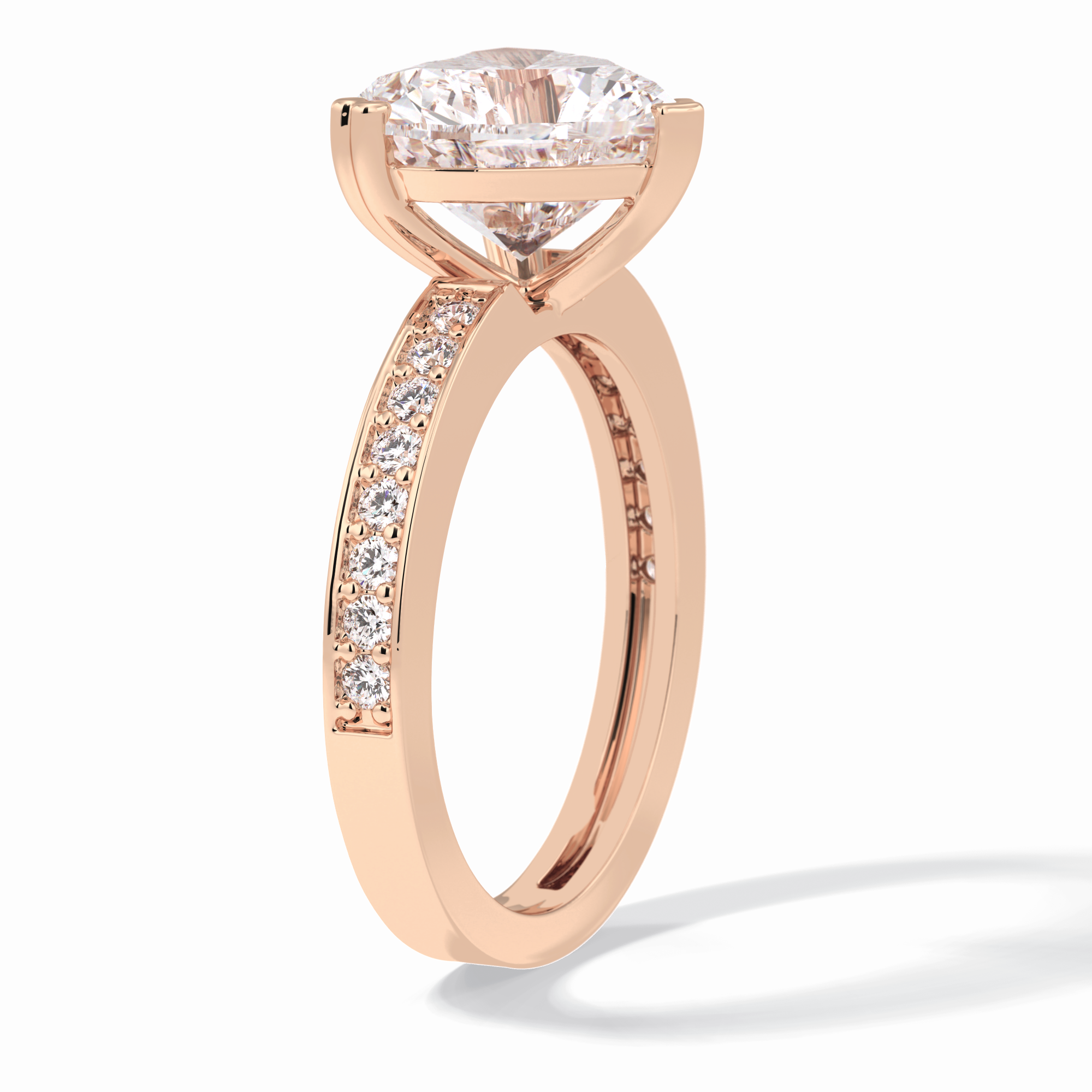 Cherished 3.03 Carat Heart VS1 Lab-Grown Pave Engagement Ring in 18K Rose Gold