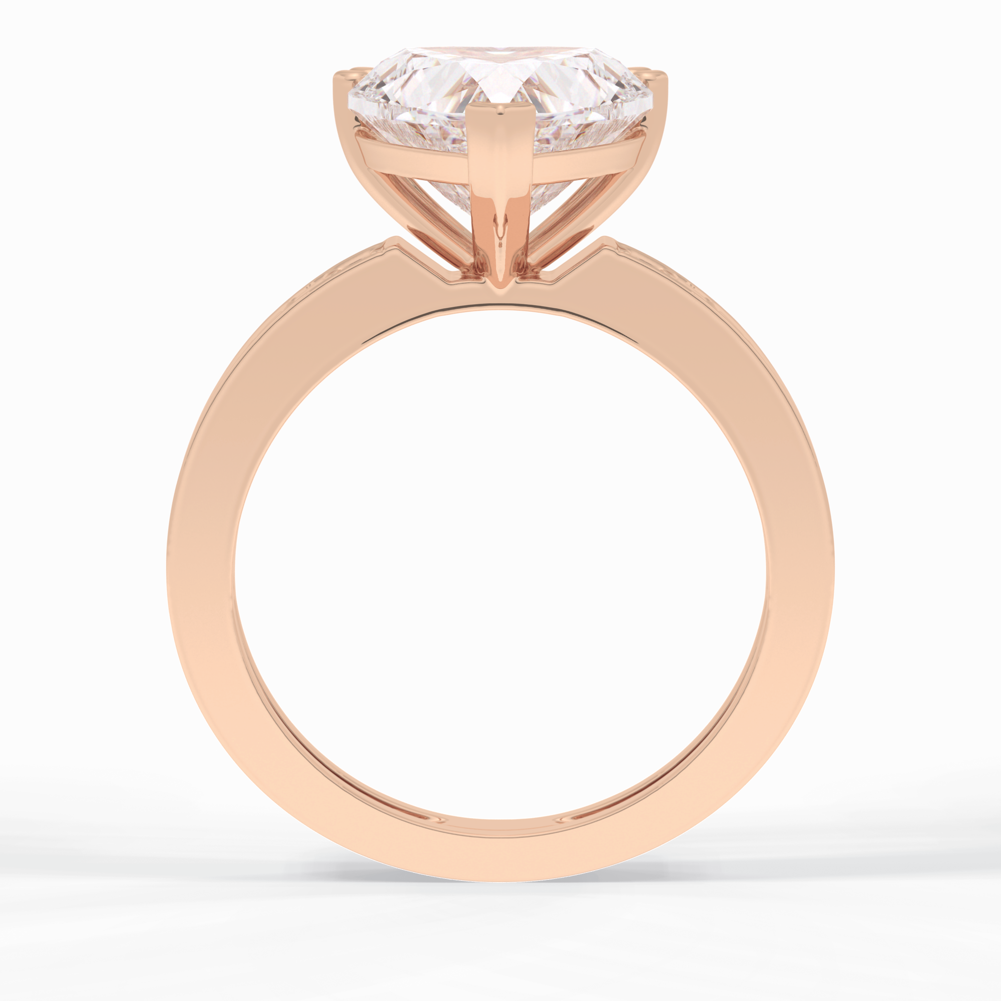 Cherished 3.03 Carat Heart VS1 Lab-Grown Pave Engagement Ring in 18K Rose Gold