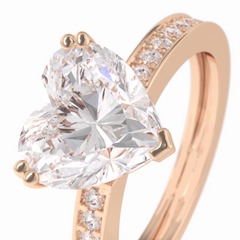 Cherished 3.03 Carat Heart VS1 Lab-Grown Pave Engagement Ring in 18K Rose Gold