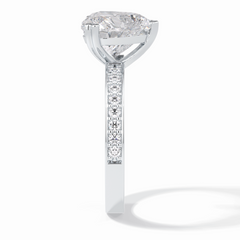 Cherished 3.03 Carat Heart VS1 Lab-Grown Pave Engagement Ring in 18K White Gold