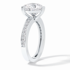 Cherished 3.03 Carat Heart VS1 Lab-Grown Pave Engagement Ring in 18K White Gold