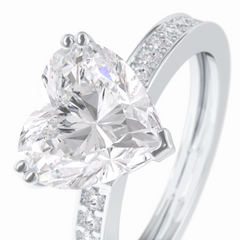 Cherished 3.03 Carat Heart VS1 Lab-Grown Pave Engagement Ring in 18K White Gold
