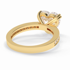 Cherished 3.03 Carat Heart VS1 Lab-Grown Pave Engagement Ring in 18K Yellow Gold