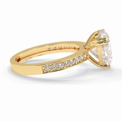 Cherished 3.03 Carat Heart VS1 Lab-Grown Pave Engagement Ring in 18K Yellow Gold