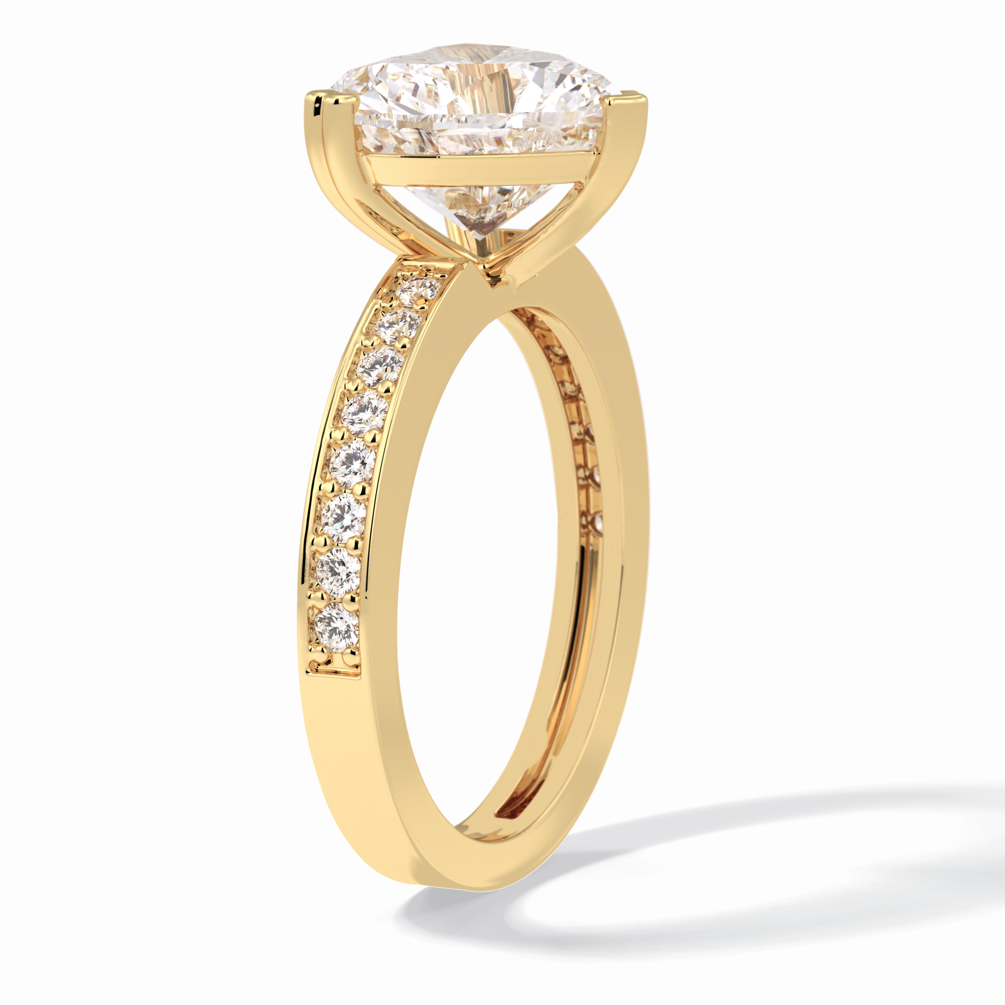 Cherished 3.03 Carat Heart VS1 Lab-Grown Pave Engagement Ring in 18K Yellow Gold