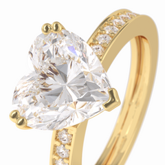 Cherished 3.03 Carat Heart VS1 Lab-Grown Pave Engagement Ring in 18K Yellow Gold