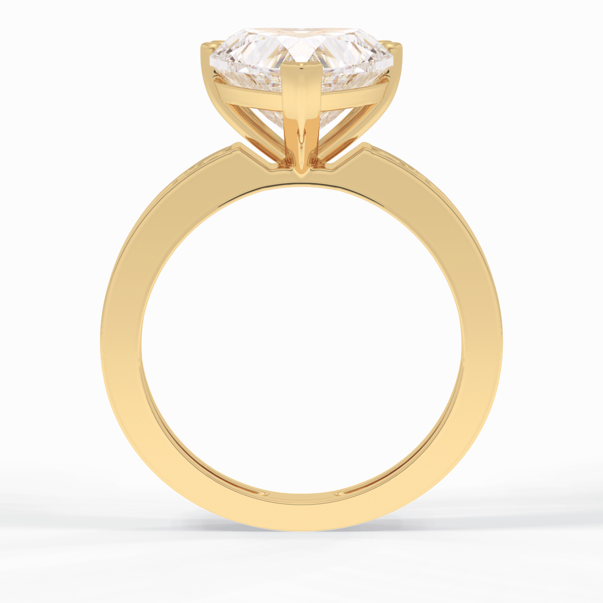 Cherished 3.03 Carat Heart VS1 Lab-Grown Pave Engagement Ring in 18K Yellow Gold