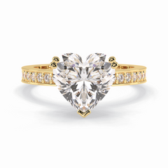 Cherished 3.03 Carat Heart VS1 Lab-Grown Pave Engagement Ring in 18K Yellow Gold