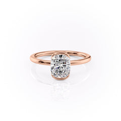 Classic Bezel 2.04 Carat VVS1 Lab-Grown Elongated Cushion Engagement Ring in 18K Rose Gold Front View