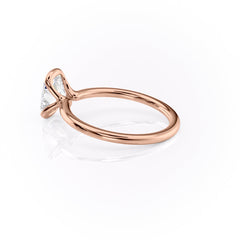 Classic Bezel 2.04 Carat VVS1 Lab-Grown Elongated Cushion Engagement Ring in 18K Rose Gold Left Side Cross View