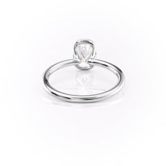 Classic Bezel 2.04 Carat VVS1 Lab-Grown Elongated Cushion Engagement Ring in 18K White Gold Back Side View