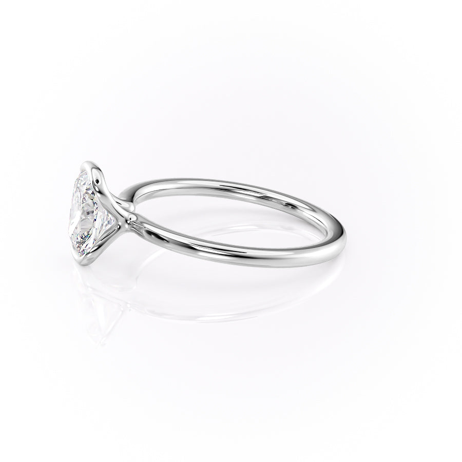 Classic Bezel 2.04 Carat VVS1 Lab-Grown Elongated Cushion Engagement Ring in 18K White Gold Left Side View