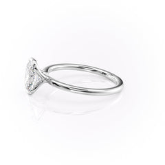Classic Bezel 2.04 Carat VVS1 Lab-Grown Elongated Cushion Engagement Ring in 18K White Gold Left Side View