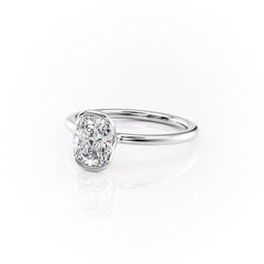 Classic Bezel 2.04 Carat VVS1 Lab-Grown Elongated Cushion Engagement Ring in 18K White Gold Side View