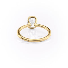 Classic Bezel 2.04 Carat VVS1 Lab-Grown Elongated Cushion Engagement Ring in 18K Yellow Gold Back Side View