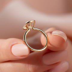 Classic Bezel 2.04 Carat VVS1 Lab-Grown Elongated Cushion Engagement Ring in 18K Yellow Gold Down Side View