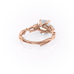 Classic Radiance 1 Carat VVS1 Lab-Grown Cushion Three Stone Engagement Ring in 18K Rose Gold Back Cross View