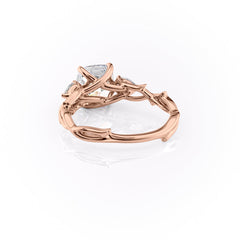 Classic Radiance 1 Carat VVS1 Lab-Grown Cushion Three Stone Engagement Ring in 18K Rose Gold Left Cross View
