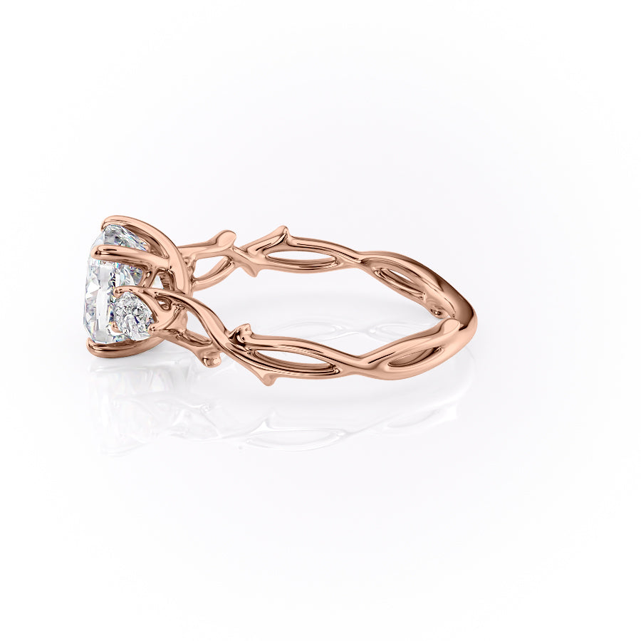 Classic Radiance 1 Carat VVS1 Lab-Grown Cushion Three Stone Engagement Ring in 18K Rose Gold Left View