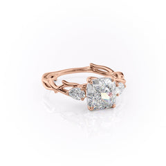 Classic Radiance 1 Carat VVS1 Lab-Grown Cushion Three Stone Engagement Ring in 18K Rose Gold Right Cross View