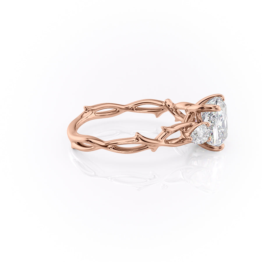 Classic Radiance 1 Carat VVS1 Lab-Grown Cushion Three Stone Engagement Ring in 18K Rose Gold Right View