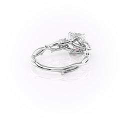 Classic Radiance 1 Carat VVS1 Lab-Grown Cushion Three Stone Engagement Ring in 18K White Gold Back Cross View