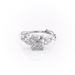 Classic Radiance 1 Carat VVS1 Lab-Grown Cushion Three Stone Engagement Ring in 18K White Gold Front View
 