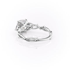 Classic Radiance 1 Carat VVS1 Lab-Grown Cushion Three Stone Engagement Ring in 18K White Gold Left Cross View