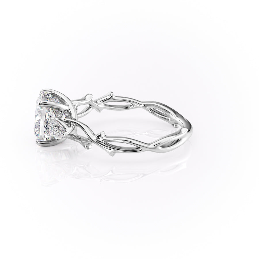 Classic Radiance 1 Carat VVS1 Lab-Grown Cushion Three Stone Engagement Ring in 18K White Gold Left View