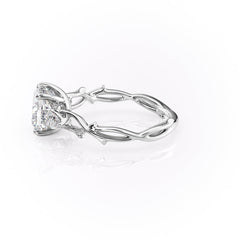 Classic Radiance 1 Carat VVS1 Lab-Grown Cushion Three Stone Engagement Ring in 18K White Gold Left View