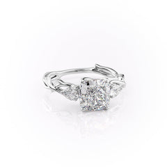 Classic Radiance 1 Carat VVS1 Lab-Grown Cushion Three Stone Engagement Ring in 18K White Gold Right Cross View
