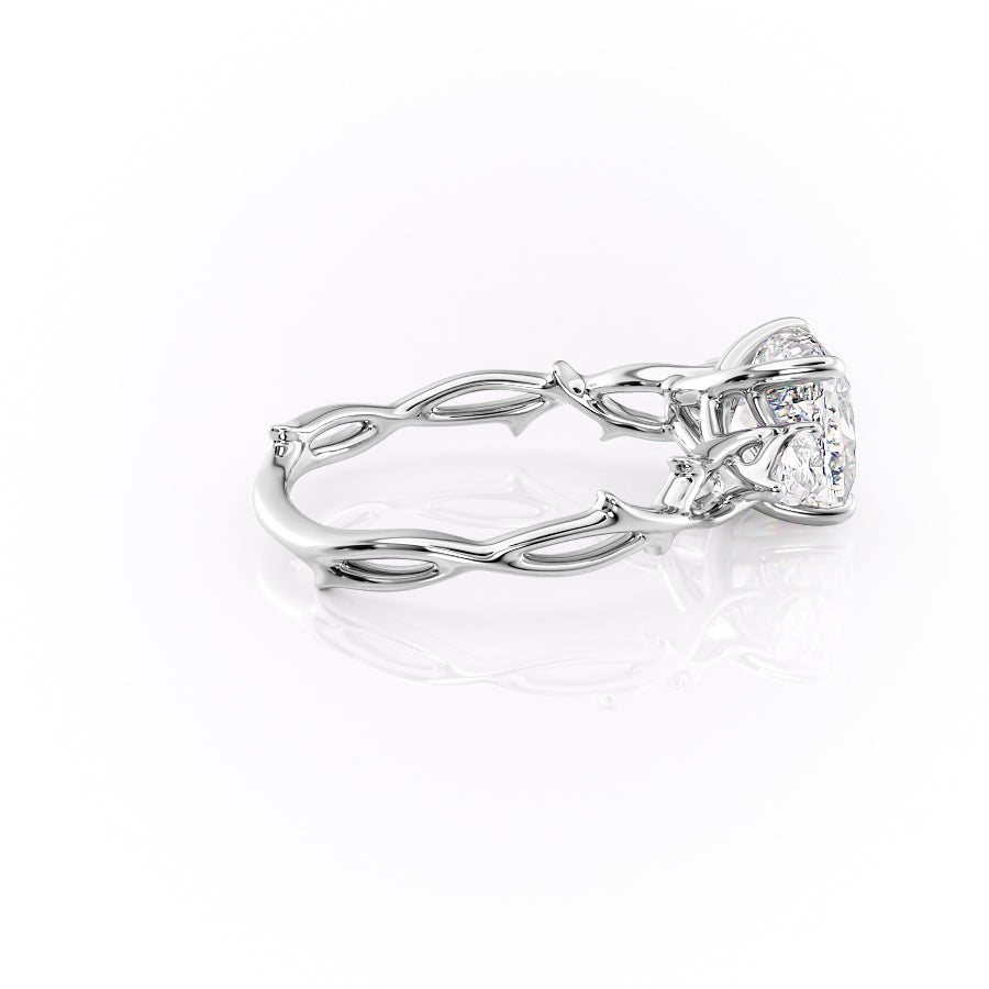 Classic Radiance 1 Carat VVS1 Lab-Grown Cushion Three Stone Engagement Ring in 18K White Gold Right View