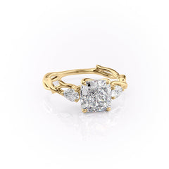 Classic Radiance 1 Carat VVS1 Lab-Grown Cushion Three Stone Engagement Ring in 18K Yellow Gold Right Cross View